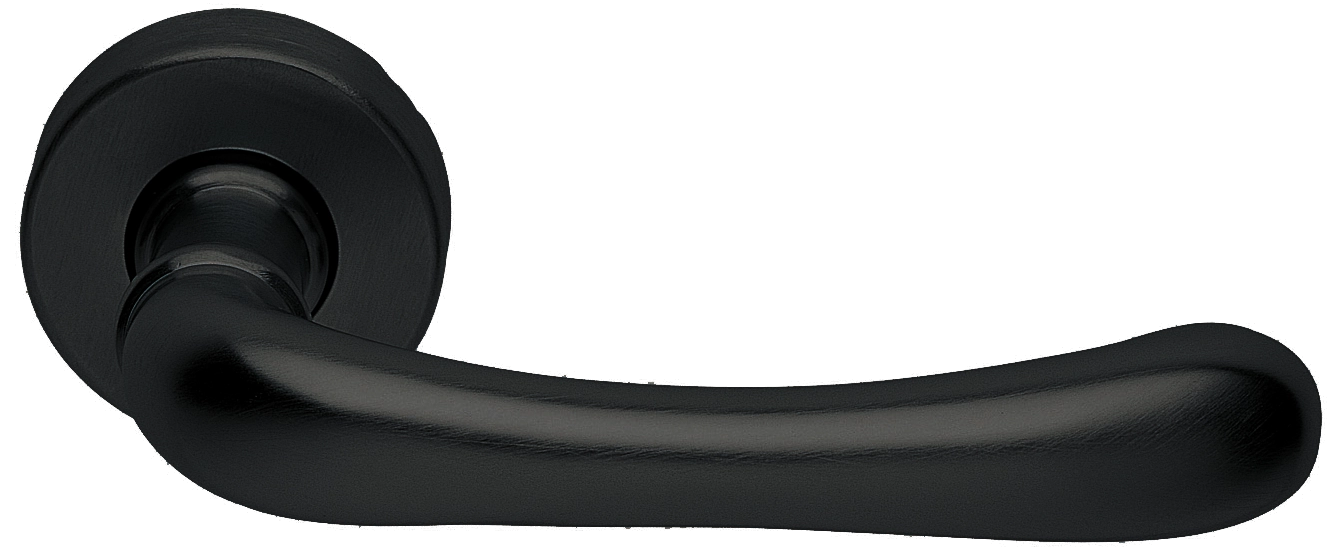 Ручка дверная RING R3-E NERO раздельная на круглой розетке, цвет - черный фото купить Киров