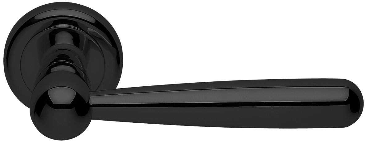 Ручка дверная PINOKKIO R4 NERO раздельная на круглой розетке, цвет - черный фото 1 Ручка дверная PINOKKIO R4 NERO раздельная на круглой розетке, цвет - черный фото купить Киров