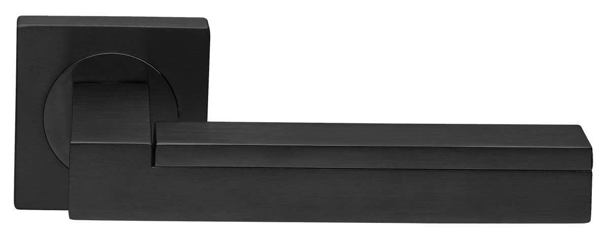 Ручка дверная ISLAND S2 NERO раздельная на квадратной розетке, цвет черный, латунь фото купить в Кирове