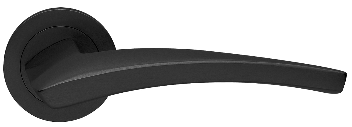 Ручка дверная WIND R2 NERO раздельная на круглой розетке, цвет черный, латунь фото купить в Кирове