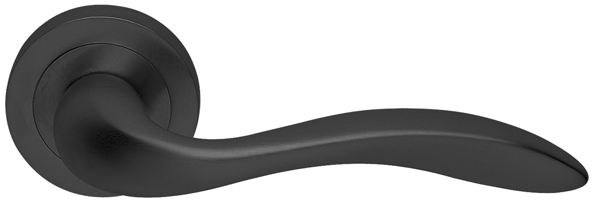 Ручка дверная LEON R2 NERO раздельная на круглой розетке, цвет черный, латунь фото купить в Кирове