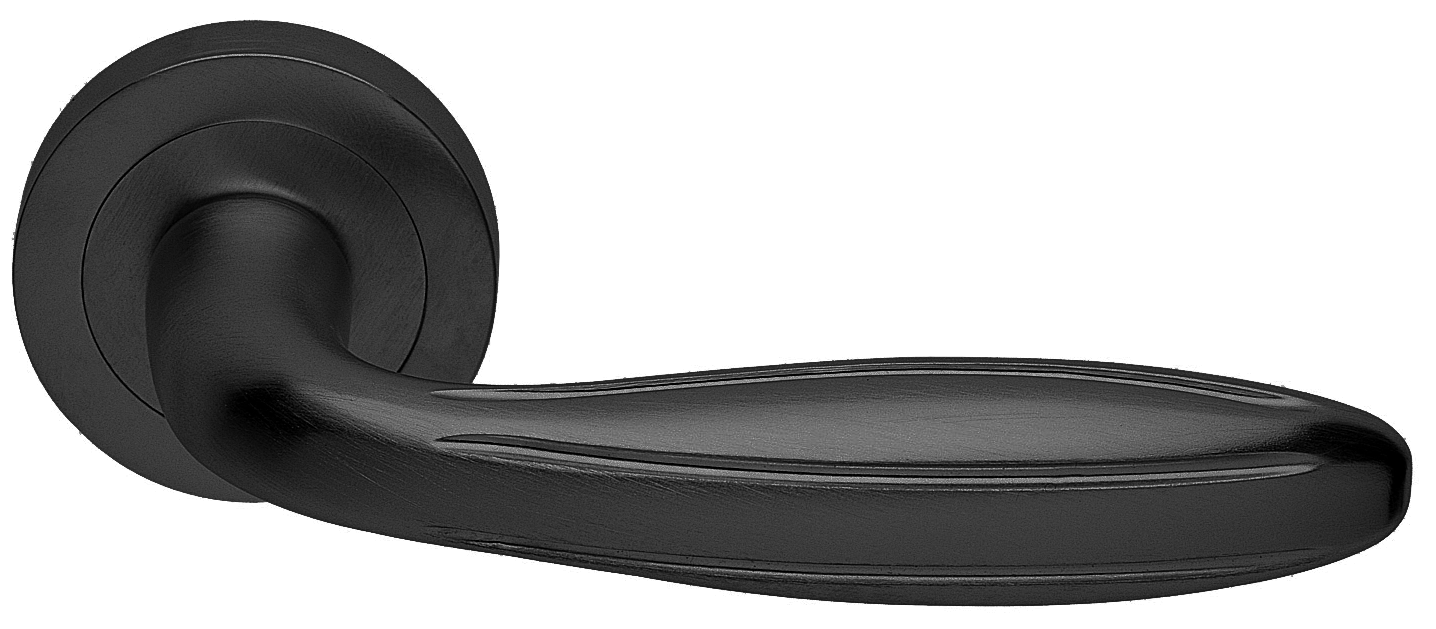 Ручка дверная BUD R2 NERO раздельная на круглой розетке, цвет черный, латунь фото купить в Кирове