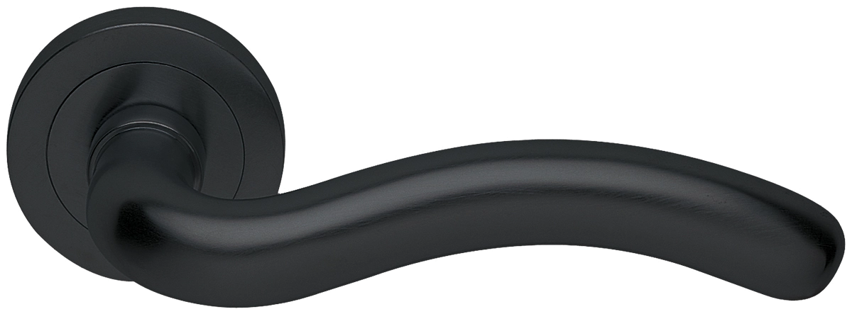 Ручка дверная SNAKE R2 NERO раздельная на круглой розетке, цвет черный, латунь фото купить в Кирове