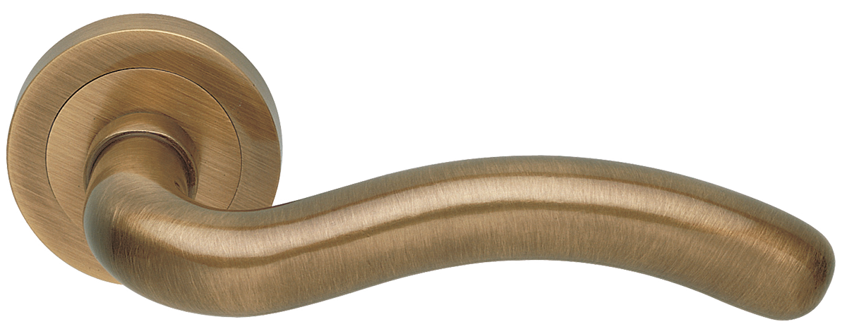 Ручка дверная SNAKE R2 BGO раздельная на круглой розетке, цвет матовая бронза, латунь фото купить в Кирове