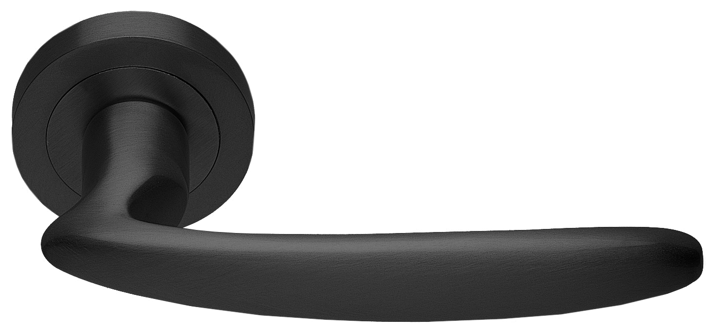 Ручка дверная FLAMINGO R2 NERO раздельная на круглой розетке, цвет черный, латунь фото купить в Кирове