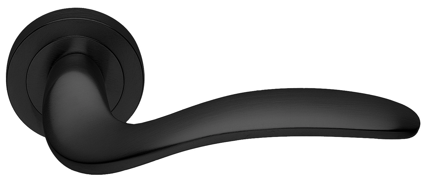 Ручка дверная COBRA R2 NERO раздельная на круглой розетке, цвет - черный фото купить в Кирове