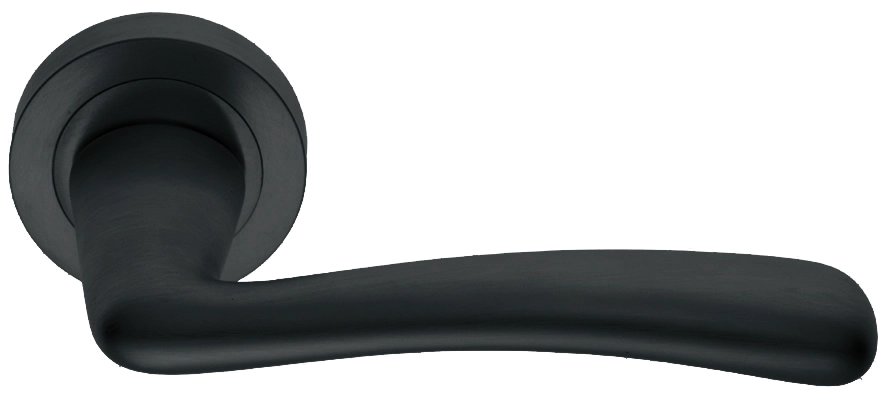 Ручка дверная COCKATOO R2 NERO раздельная на круглой розетке, цвет черный, латунь фото купить в Кирове