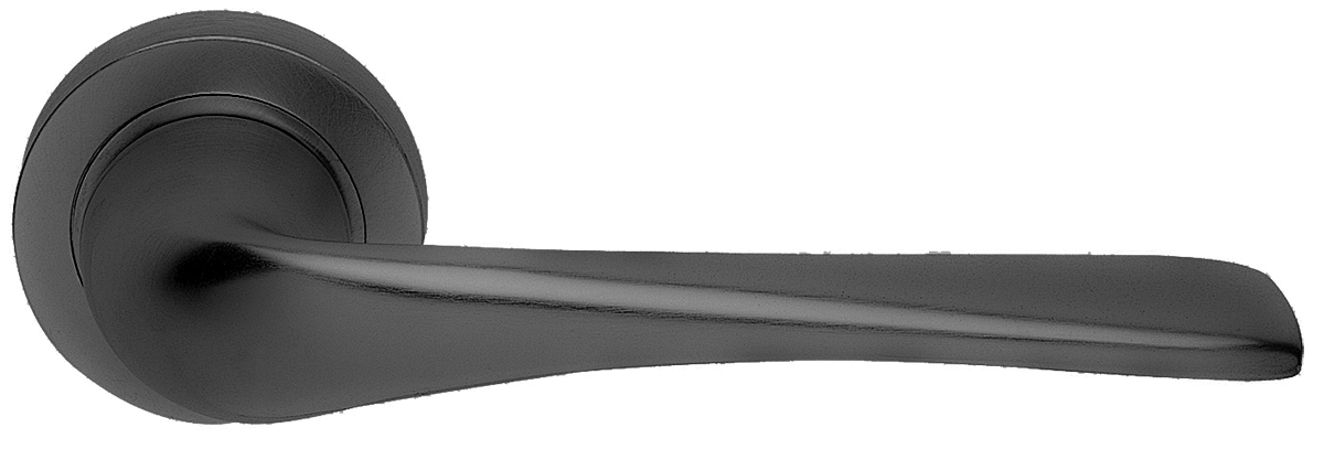 Ручка дверная LE MANS R2 NERO раздельная на круглой розетке, цвет черный, латунь фото купить в Кирове