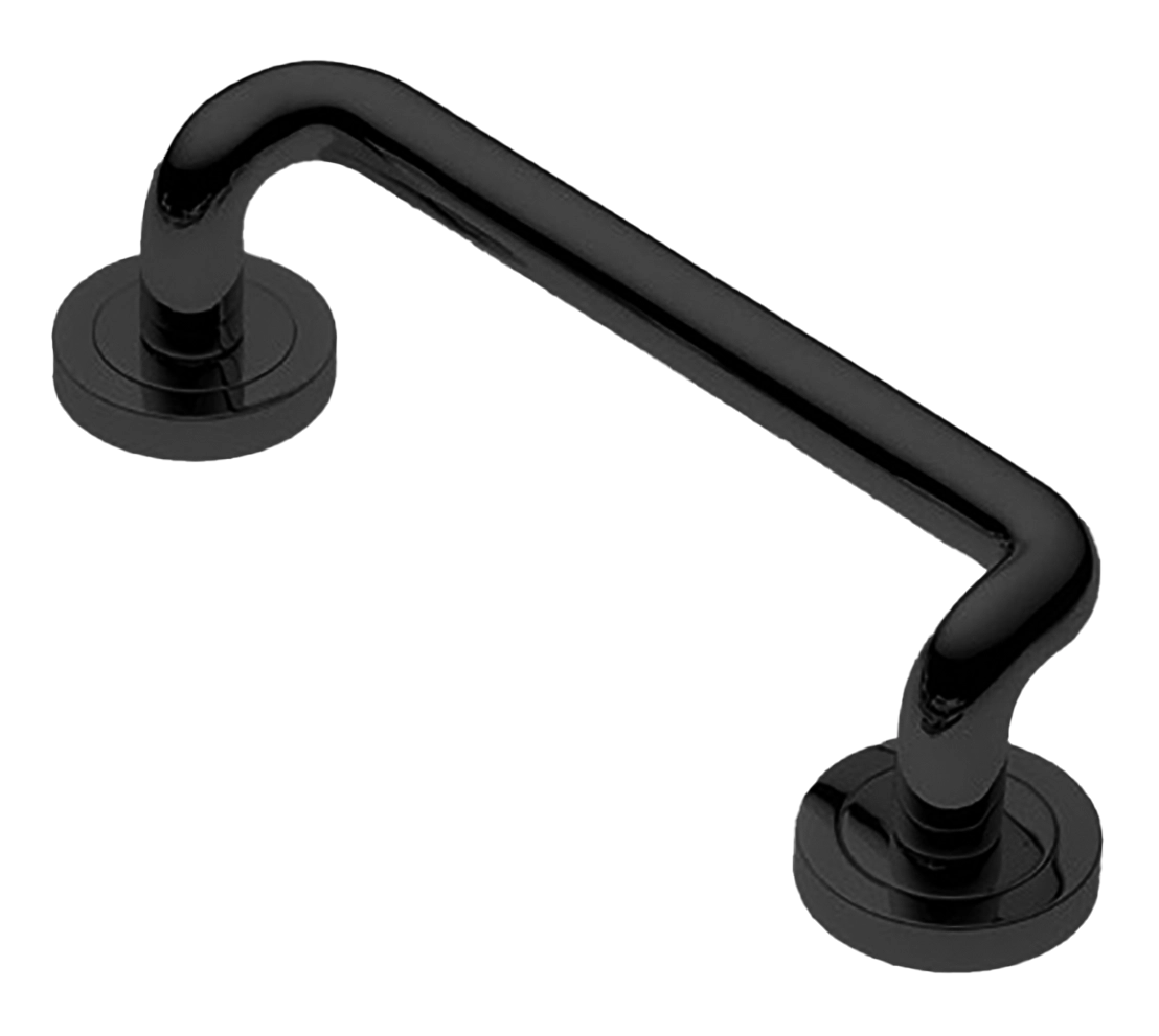 Ручка-скоба дверная SNAKE PH NERO на круглой розетке, цвет черный, латунь фото купить в Кирове