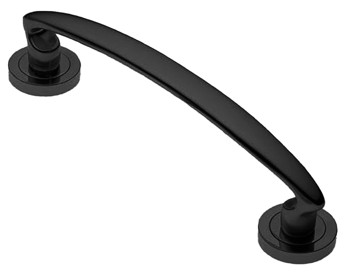 Ручка-скоба дверная FLAMINGO PH NERO на круглой розетке, цвет черный, латунь фото купить в Кирове