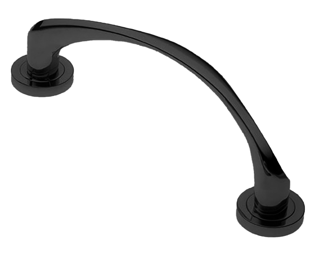 Ручка-скоба дверная COBRA PH NERO на круглой розетке, цвет черный, латунь фото купить в Кирове