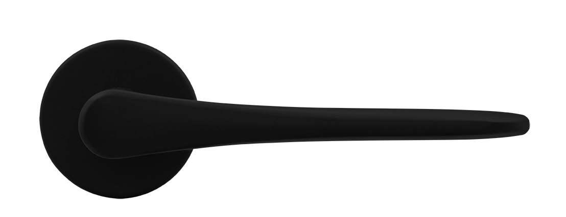 Ручка дверная AULA R5 NERO-ST на круглой розетке, цвет черный soft-touch, ЦАМ фото купить в Кирове