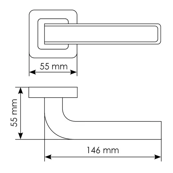 Комплект дверных ручек MH-46 SC/W-S55 + завертка сантехническая MH-WC-S55 SC/CP + защёлка бесшумная 1895P SC + петли врезные универсальные MSN 100X70X2.5-4BB SC (2шт), цвет хром фото купить в Кирове