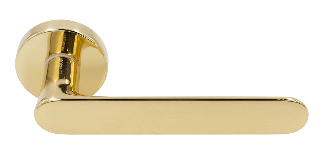 Ручка дверная LE BOAT R5 OTL раздельная на круглой розетке, цвет золото, латунь фото купить Киров