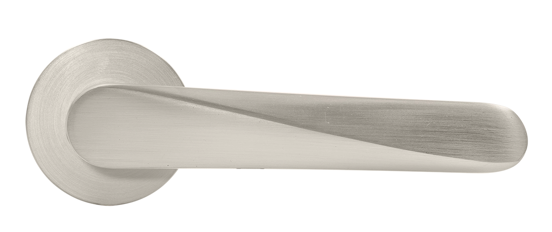 Ручка дверная CAYAN MH-58-R6 MSN раздельная на круглой розетке 6 мм, цвет матовый сатинированный никель, ЦАМ фото купить в Кирове