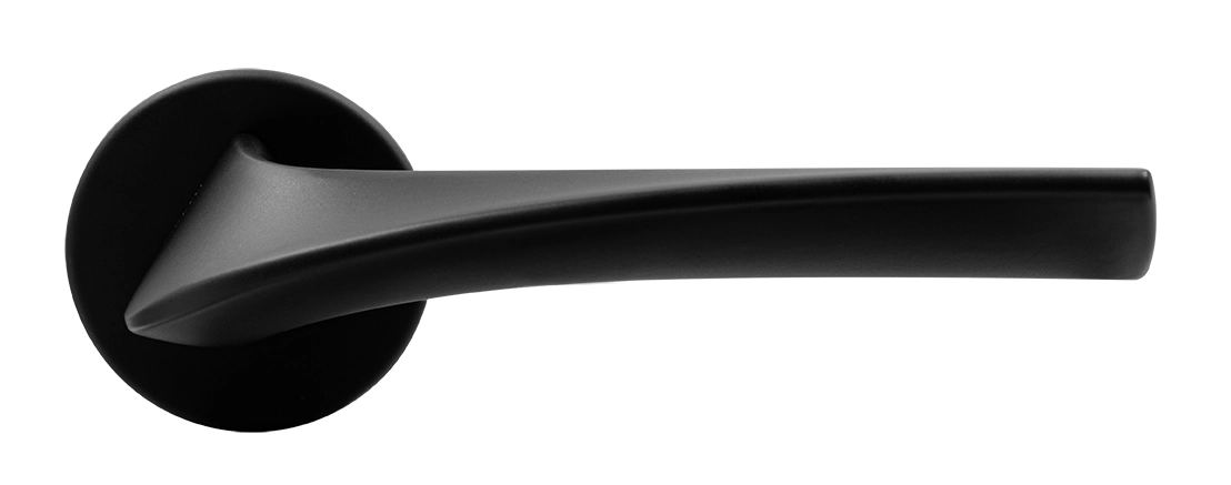 Ручка дверная COMETA R5 NERO-ST на круглой розетке цвет черный soft-touch, ЦАМ фото купить в Кирове