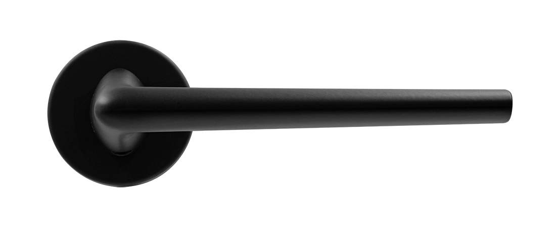 Ручка дверная THE FORCE R5 NERO-ST на круглой розетке, цвет черный soft-touch, ЦАМ фото купить в Кирове