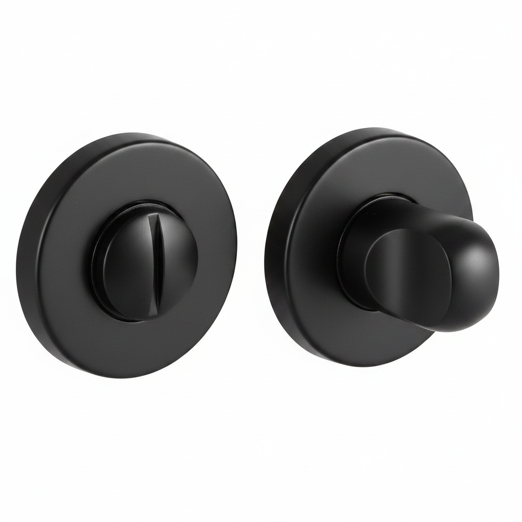 Завертка сантехническая LUX-WC-R3-E NERO-ST на круглой розетке цвет черный soft-touch, ЦАМ фото купить Киров