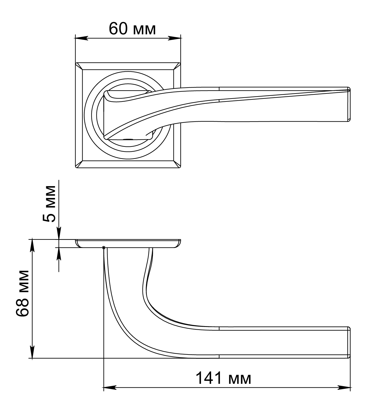 Ручка дверная WD CONCERT HALL S7 SST на квадратной розетке, цвет Летняя гроза/Summer Storm фото фурнитура Киров