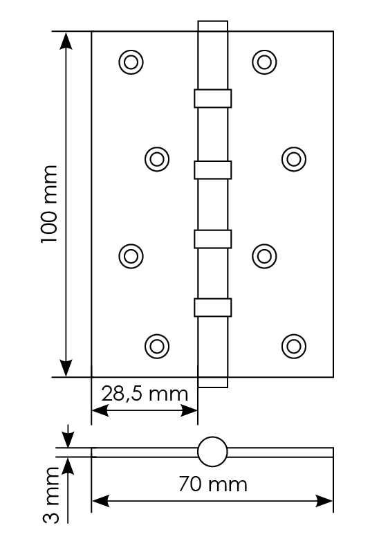 Петля карточная универсальная MBU 100X70X3-4BB COF латунь,врезная,цвет кофе фото купить в Кирове