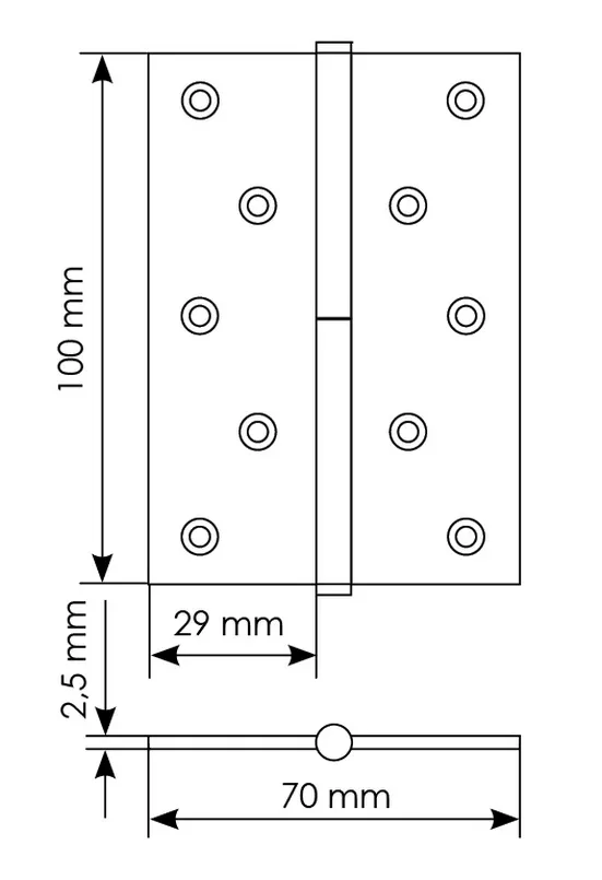 Петля универсальная разъемная MSD 100X70X2.5 AB L стальная левая, врезная, цвет бронза фото купить в Кирове