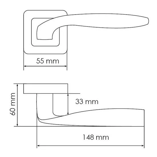 Ручка дверная SHELL MH-45 GR/CP-S55 раздельная на квадратной розетке, цвет графит/хром, ЦАМ Light фото купить в Кирове