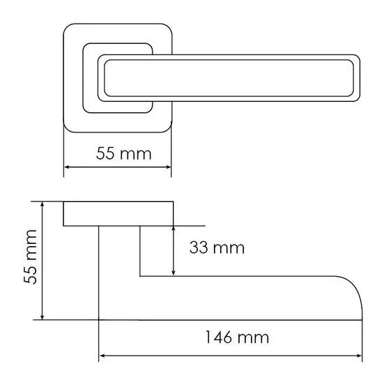 Ручка дверная FLEX MH-44 GR/CP-S55 раздельная на квадратном основании, цвет графит/хром, ЦАМ Light фото купить в Кирове