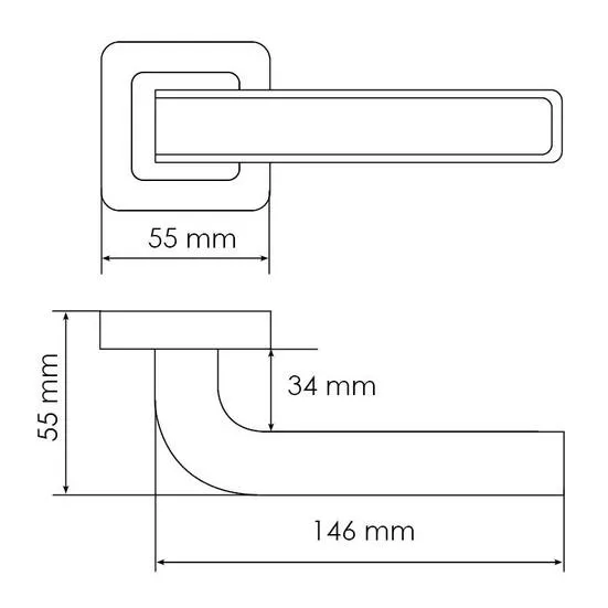 Ручка дверная EON MH-46 GR/CP-S55 раздельная на квадратной розетке, цвет графит/хром, ЦАМ Light фото фурнитура Киров