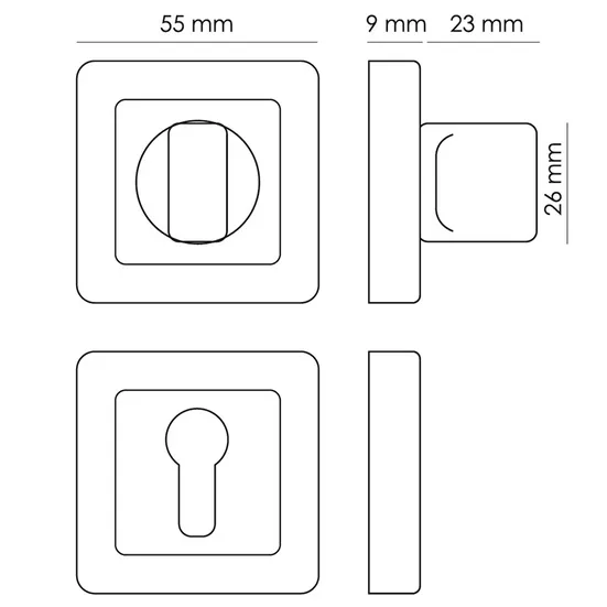 Завертка сантехническая MH-WC-S55 GR/PC квадратная цвет графит/хром фото купить в Кирове